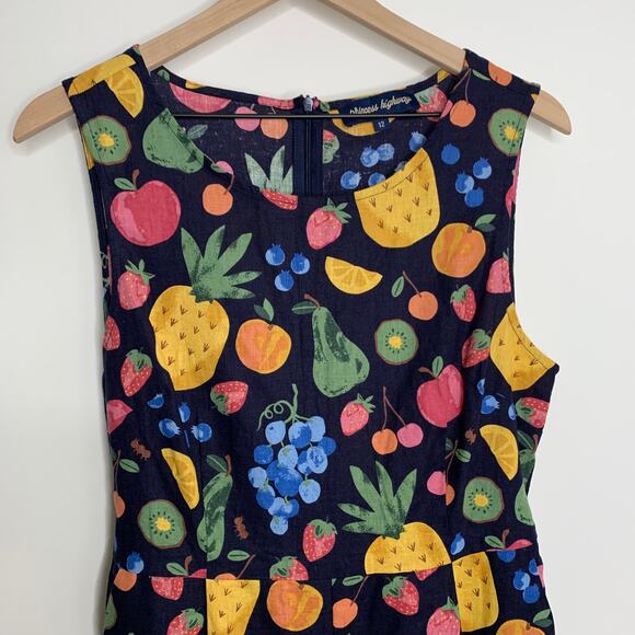 Princess Highway Retro Reboot Fruit Jumpsuit Teacher Linen Womens Size 12 AU 8US - Picture 7 of 16
